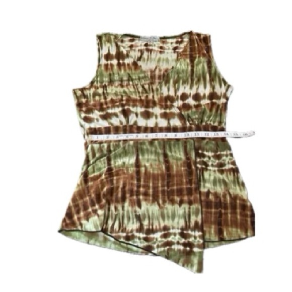 Woman’s Vintage Suzie brown green Tie-Dye Sleeveless Top blouse shirt Size M - Picture 3 of 7